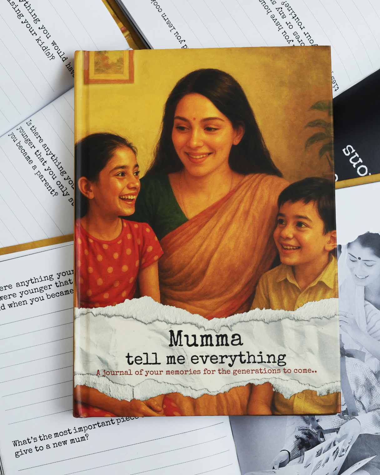 Mumma Tell Me Everything hardback memory journal, guided meaningful gift for Indian mothers and grandmothers