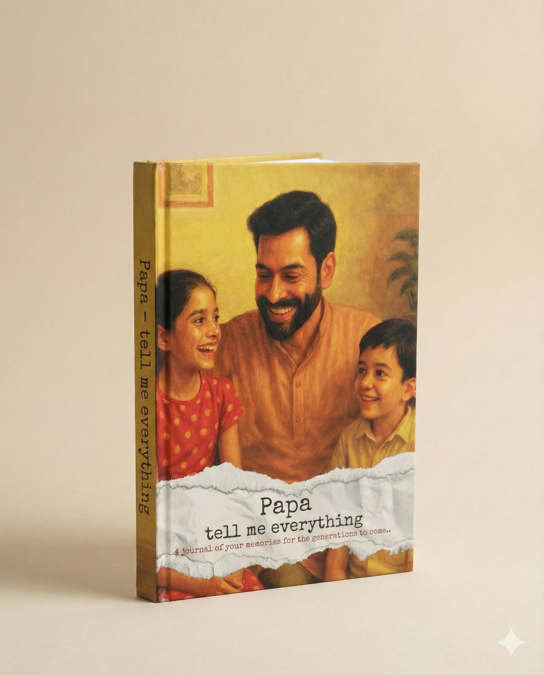 Papa Tell Me Everything hardback memory journal for Indian and East African families, meaningful gift for dads and grandfathers